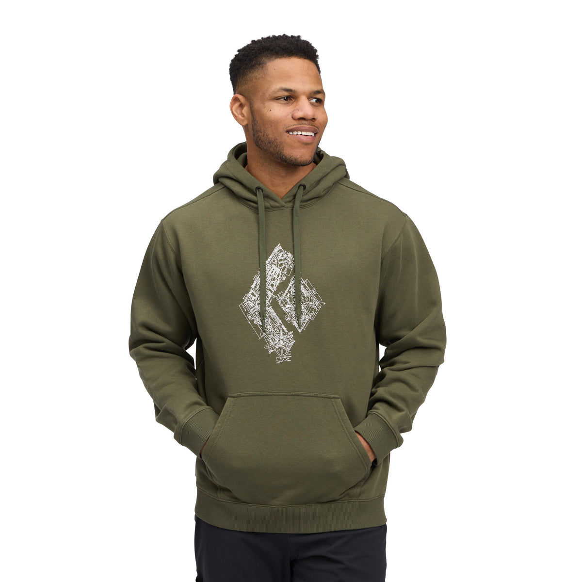 Men's Engineered Diamond Pullover Hoody | Black Diamond Recommended